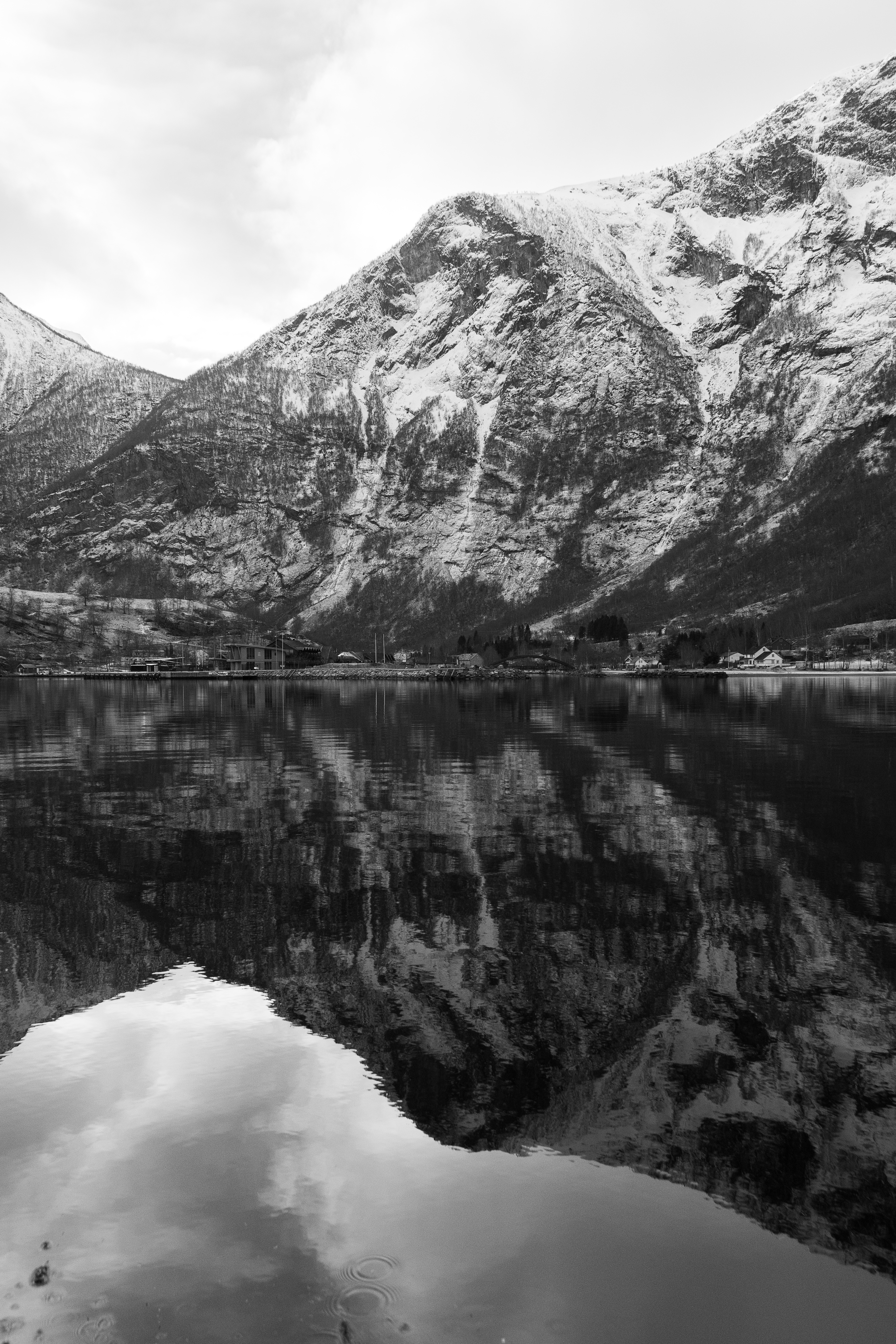 Fjords reflecting in the water